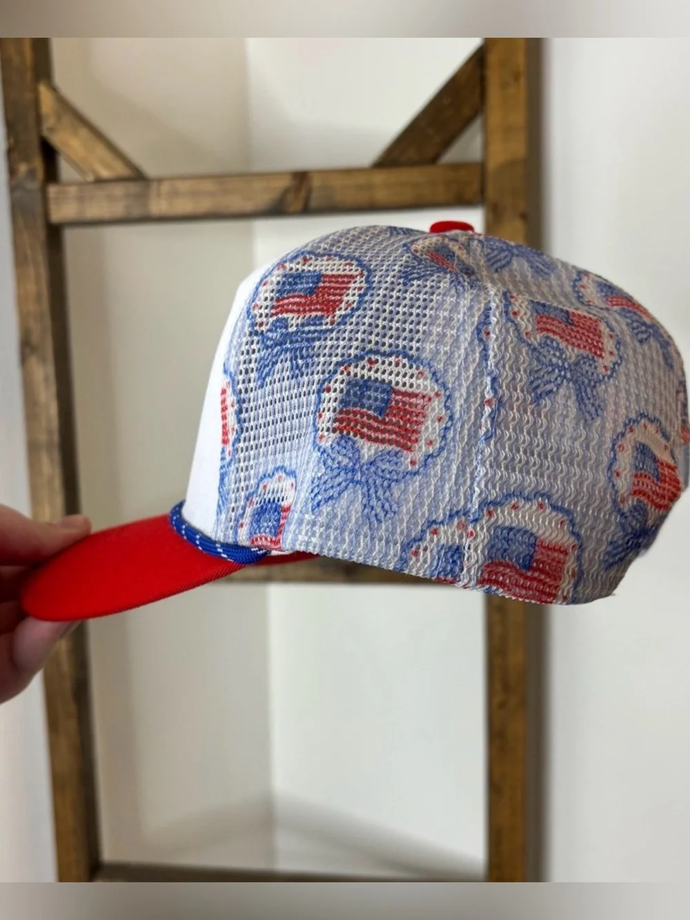 Patriotic Sequin Shell Bows Trucker Hat